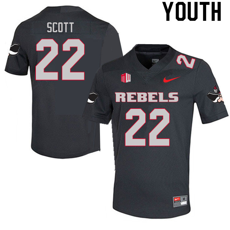 Youth #22 Brennon Scott UNLV Rebels College Football Jerseys Sale-Charcoal - Click Image to Close